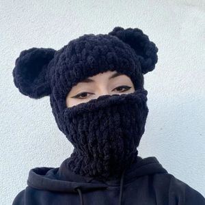 Balaclava Bear Ear Hat Scarf Halloween Balaclava Funny Hooded Beanie Mask Halloween Party Hat Masquerade 231229