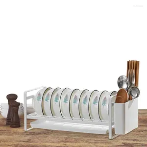 Kitchen Storage Plate Rack Dish Drying With Utensil Holder Portable Cabinet For Counter Lid And