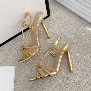 Dress Shoes Fashion Rhinestones Gladiator Silver Gold High Heels Ankle Strap Strappy Sandals Women 2024 Sexy Stiletto Party Bridal