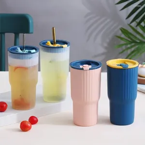 Water Bottles Large Capacity Creative Car Straw Cup Modern Portable Drinkware Coffee Milk Tea With Lid Simple Handycup