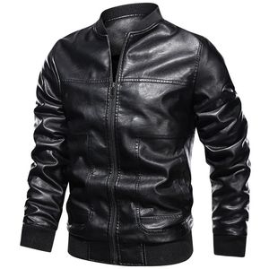 Jaqueta de couro de motocicleta de veludo para gola de beisebol masculina jaqueta de couro pu para jaqueta de couro masculina 231229