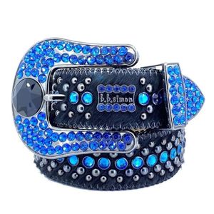 Bling studded crystal fashion diamond bb simon belt Casual woman Leather designer for man Ethnic Style Rivet Wide Belt Water Drill Full Drill Bright Diamond Sequin Co