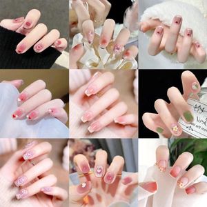 False Nails 24 Pcs/box Of Original Finished Mesh Red Fake Nail Sticker Wearing Enhancement Patches Removable Patche