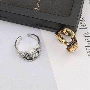 22% OFF New Double Old Stripe Ring with Vertical Gear Simple Luxury Personalized High end Women and Men's Couple Style