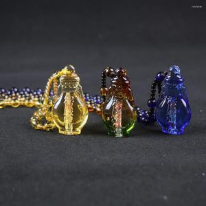 Pendant Necklaces 1pc Creative Aquarius Shurangama Mantra Necklace Crystal Treasured Vase Glaze Art Buddhist Scripture Jewelry Travel Souv