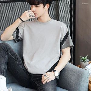 Men's Tirts Fashion o-neck spliched printed disual short sweve theird clothing 2024 spring all-match tops legan tee shirt