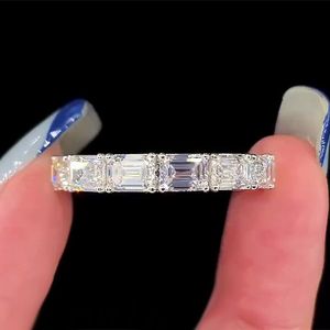 RULLEI BRAND Wedding Pierołówki luksusowe biżuterię Real 100% 925 Srebrna srebrna księżniczka cięta biały moissanite diamentowy szlachetki impreza obiecuje kobiety Pierścień zaręczynowy Prezent