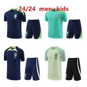 24 25 Brasilien Kurzarm Trailsuit Sportswear Männer Training Anzug 23 Fußball -Trikot -Kit Uniform Chandal G.Jesus Coutinho Brasil ärmelloses Weste Erwachsene Fußballsets für Erwachsene