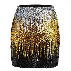 Saias Durio Pailette Saia para Mulheres Glitter Curto Sexy Midi Cintura Elástica Festa Rave Outfit