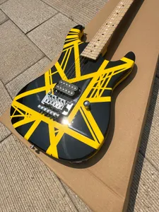 5150 electric guitar, imported alder body, Canadian maple fingerboard, signed, classic yello and white stripes, lightning package