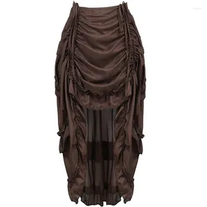 Etekler düzensiz shirring fırfırlı saten dantel trim gotik kadın korse etek vintage steampunk elbise korsan cosplay kostümleri