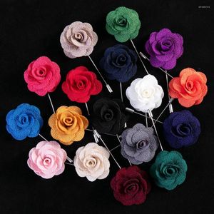 Brosches skräddare Smith Soloid Color Flower Lapel Pin Casual Fashion Handmased Suit Boutonniere Stick Högkvalitativa herrtillbehör