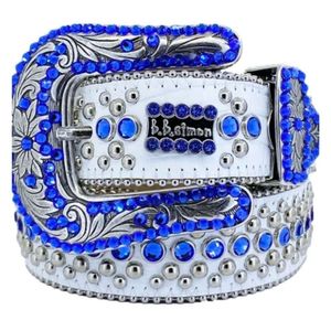 Bling studded crystal fashion diamond bb simon belt Casual woman Leather designer for man Wind Punk Style Rivets Rhinestone Belt