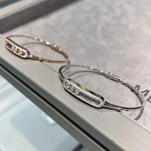 Luxury Jewelry S925 Sterling Silver Women's Fashion Bracelet Bangle Bright Cutting Movable Diamond MOVE Series Exquisite Gift 231229
