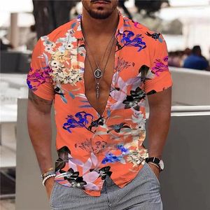 Мужские повседневные рубашки для мужчин с цветочным 3d принтом Dazn Гавайская рубашка с пляжными рукавами Короткие топы Harajuku Модная футболка Мужская одежда Y2k 5xl
