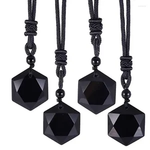 Pendant Necklaces Obsidian Necklace For Men Guys Friends Black Blessing Lucky Handmade Amulet Jewelry Gifts Cool Stone