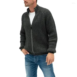 Maglioni da uomo 2024 Autunno/Inverno Maglione Cardigan Cappotto in maglia a collo alto con cerniera tinta unita europea e americana Grande usura