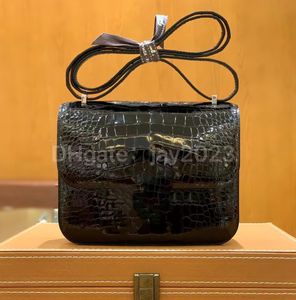 Bolsa de designer bolsa de ombro luxo constans19 cm crocodilo americano marca de luxo couro moda crossbody saco alta qualidade pequeno saco quadrado