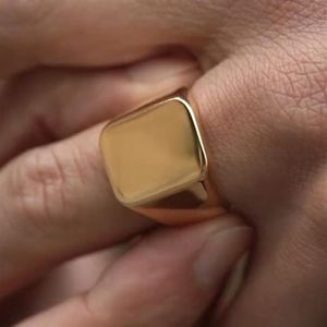 Men Club Pinky Signet Ring utsmyckade rostfritt stål Band Classic Anillos Gold Tone Manliga smycken Masculino Bijoux331C