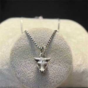 18% OFF Gu Niu Tou Necklace Zodiac Animal Pendant Clavicle Chain Letter Double Sterling Silver 925 Men's and Women's Craft
