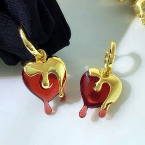 Dangle Earrings Creative Statement Red Heart Drop For Women Personality Fashion Metallic Resin Earings