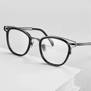 Óculos de sol quadros na moda oco para fora óculos quadrados quadro para homens mulheres vintage titânio óculos ópticos anti luz azul óculos de aro completo