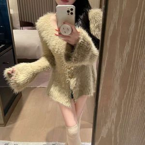 Women's Sweaters Autumn/winter Gentle Mink Hair Single Breasted V-neck Cardigan Fashion Versatile Sexy Stylish Style Slim Sweater