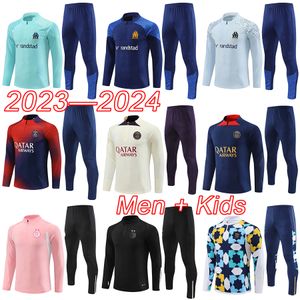 PSGS Tracksuits 2023 Marseilles Cezayir Erkek ve Çocuk Futbol Kitleri 2024 Paris Mbappe Futbol Terzer Eğitim Takımı 23 24 Tuta Chandal Futbol Survetement Ayağı