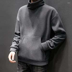 Felpe con cappuccio da uomo 2024 inverno uomo con cappuccio in pile polare streetwear harajuku felpe con cerniera sul collo pullover moda abbigliamento caldo top