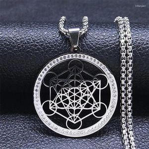 Pendant Necklaces 2024 Stainless Steel Sacred Geometric Flower Of Life Necklace Temperament All Round Collarbone Chain For Men And Wom
