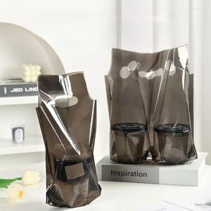 Storage Bags Black Milk Tea Packaging Bag Coffee Shop Takeaway Beverage With Single Or Double Cup Disposable Plastic Tote