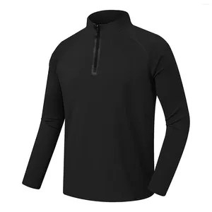 Camiseta masculina meio zip camiseta esportes manga longa outono/inverno fino ajuste camiseta quente superior correndo camisetas topos y2k outwear