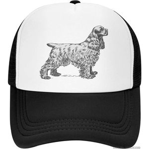 Cocker Spaniel Trucker-Mütze, Netzkappe, leicht, verstellbar, Snapback-Mutterhut für Damen und Herren