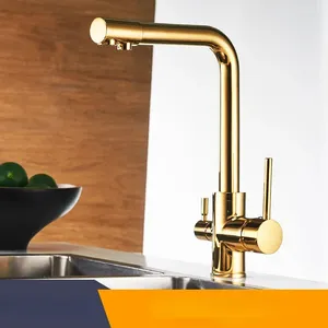 Kitchen Faucets Filtered Faucet Brass Purifier Dual Sprayer Drinking Water Tap Vessel Sink Mixer 360 Rotation Torneira