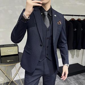 Garnitury męskie (kamizelka spodni) luksusowe mężczyzn Slim Fit Suit Business Office Formal Wedding Wedding Social Tuxedo Dress Homme