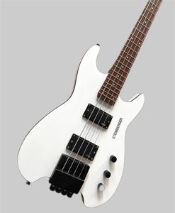 Hochwertiger 4-saitiger E-Bass „Custom Edition“, weiß, kopflos, schwarzes Zubehör, Griffbrett aus Rosenholz, kostenloser Versand