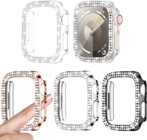 Women Glitter Diamond Rhinestone Protector Case for Apple Watch Series 9/8/7/6/SE/5/4/3/2/1 41mm Bumper Bling Cover for iWatch Accessories 38mm 42mm 40mm 44mm 45mm 49mm