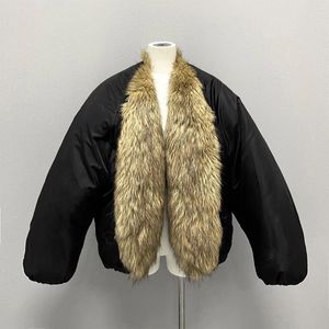 Frauen Pelz 2024 Winter V-ausschnitt Simulation Leder Und Tragen Europäischen Amerikanischen Stil Dicke Cape Baumwolle Jacke Auf Beiden Seiten Y2k