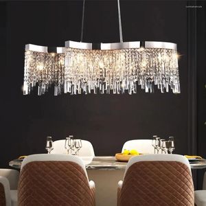 Chandeliers Silver Crystal Chandelier For Dining Room Creative Design Kitchen Hanging Lamp Modern Home Decor Indoor Lighting Luxury Lustre