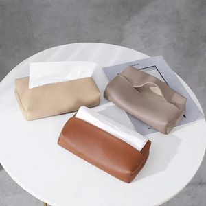 Wholesale Creative PU Leather Tissue Boxes Nordic Style Home Living Room Light Luxury Paper Drawer Boxes Good Quality