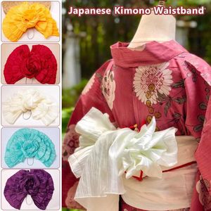 Fontes de festa sólido plissado macio laço japonês quimono obi feminino yukata cinto geisha quimonos cintura vestir configuração