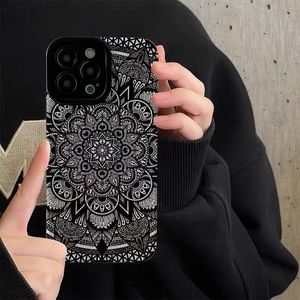 Leather Fashion Cool Totem Phone Case For iphone 15 14 13 12 11 Pro Max XS X XR 15 Plus Fashion Soft Black Back Cover 350pcs