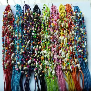 Bracelets 120pcs/lot Handmade Bohemian Brazil Woven Braided Shell Conch Beaded Wax Rope String Rosary Friendship Bracelet