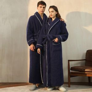 Women's Sleepwear Winter Thickened Comfortable Cotton Velvet Pajamas For Men Oversized Light Luxury Couple Bathrobes Extended