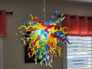 Rainbow Art Deco Chandelier Handblåst glas ljuskrona lyxtak hängande ljuskrona för sovrumsmats vardagsrum