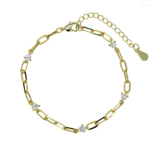Charme pulseiras designer clipe de papel pavimentado 5a zircônia branco pedra cadeias pulseira para mulheres ouro prata cor moda jóias