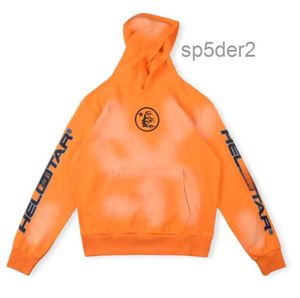 Hellstar Studios Hip Hop Rapper Street Hooded Men Designer Hoodies Womens Set Sweatshirts Pullover Orange Washed Hoodie With Brain Mens Clothes Sports Run 0h lmad