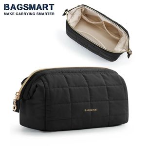 BAGSMART Travel Makeup Bag Cosmetic Bag for purse Make Up Brush Organizer Case for Women Large Wide-open Portable Pouch240102