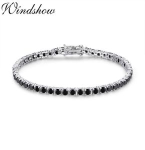 3mm 925 Srebrny klaster okrągły czarny CZ Ziron Tennis Bracelets Pulseras Pulseira Bracelete Women Jewelry Girl Friend Prezent C1898734