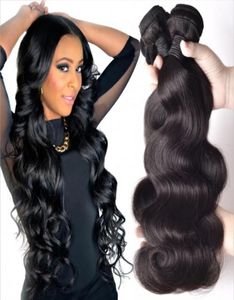 Não processado Brasileiro Kinky Corpo Reto Solto Onda Profunda Cabelo Encaracolado Trama Cabelo Humano Peruano Indiano Malaio Extensões De Cabelo Dye6714109